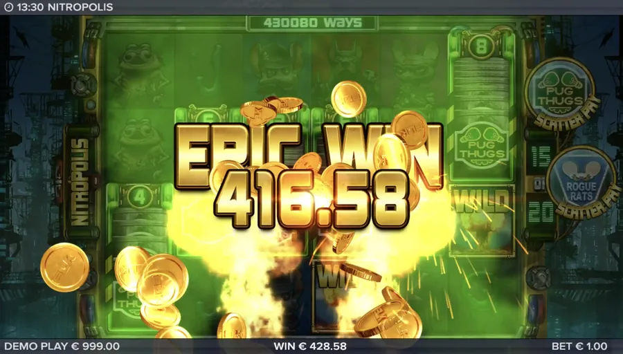 Nitropolis epic win celebration screen