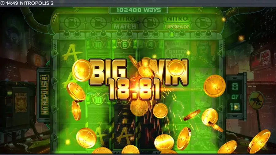 Nitropolis 2 big win celebration